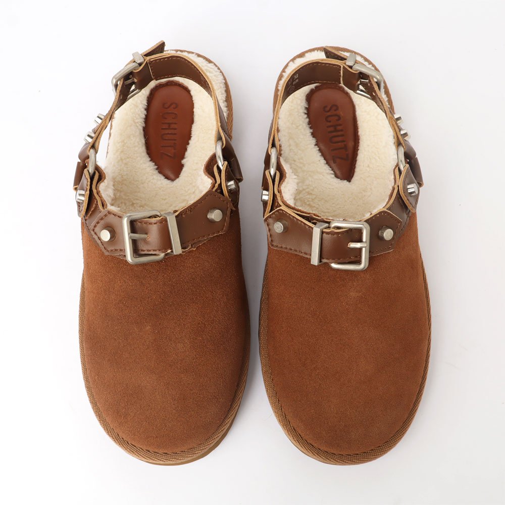 Mule Maple Schutz Couro Pelúcia Marrom 5