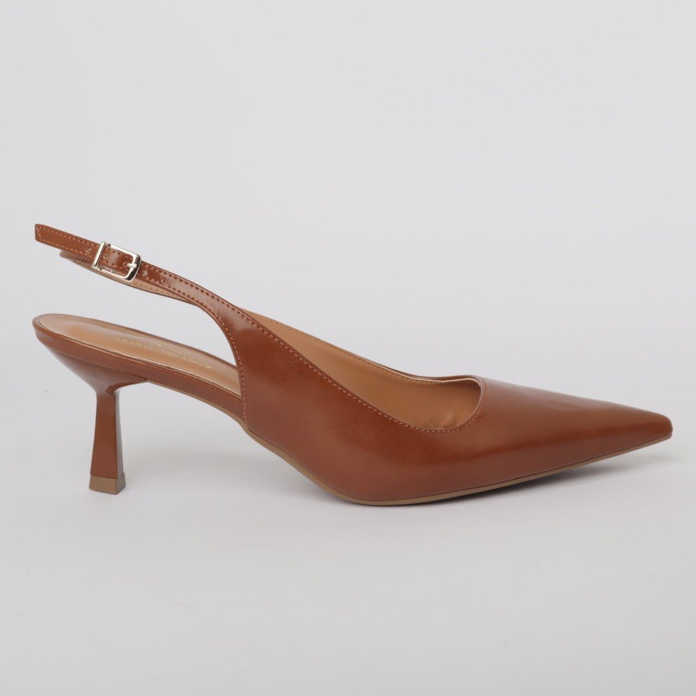 Slingback Sapato Da Corte Salto Médio Bico Fino Decote Quadrado