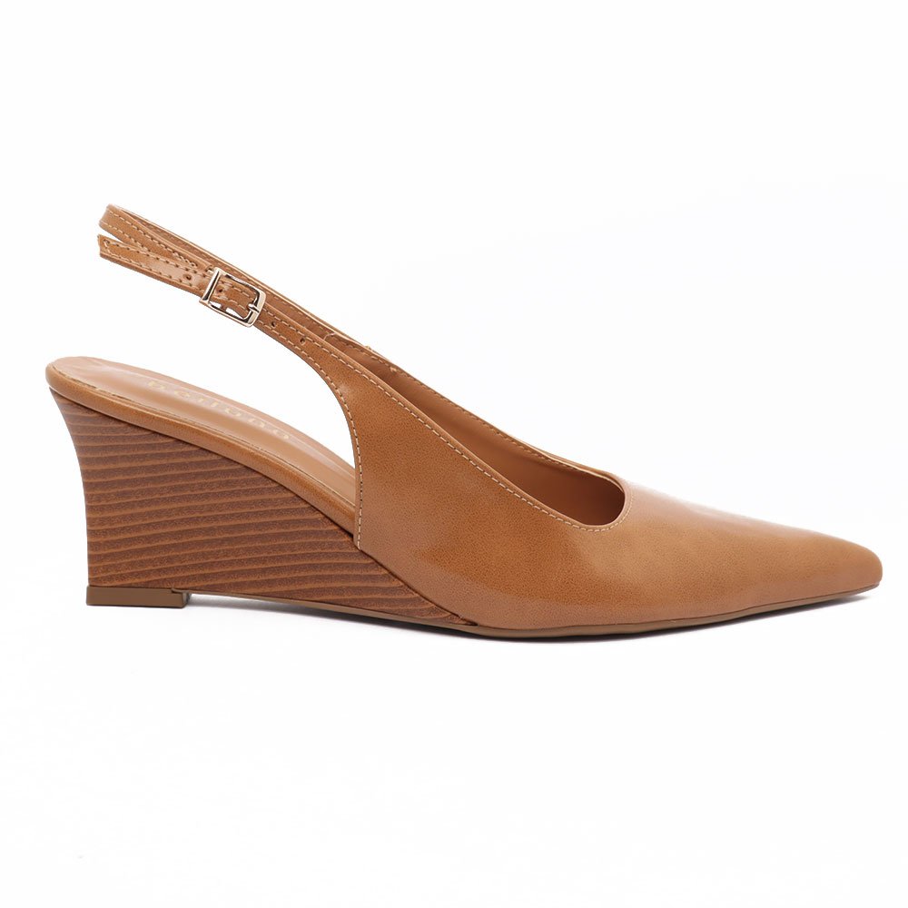 Slingback Belluno Salto Anabela Médio Bico Fino Alongado