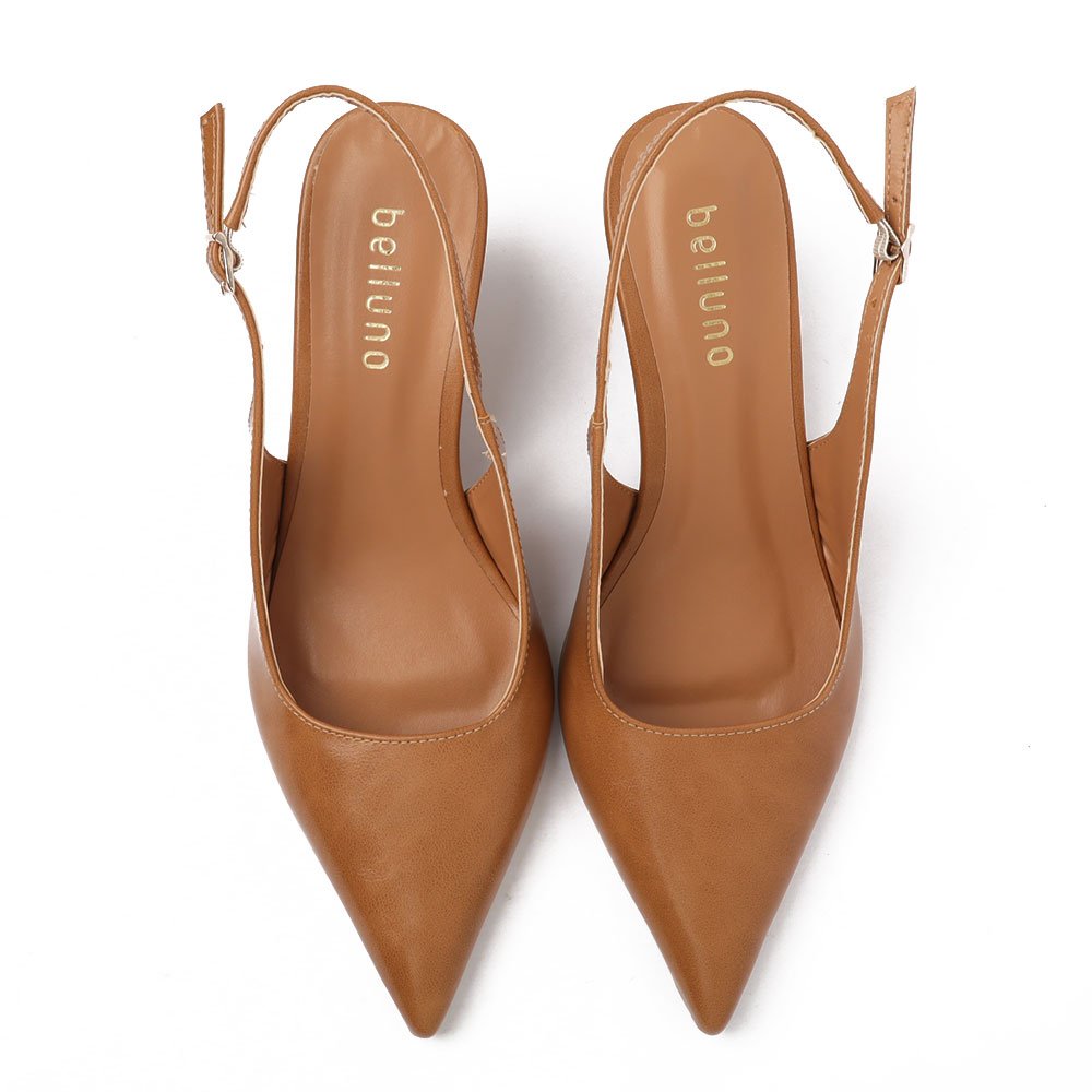 Slingback Belluno Salto Anabela Médio Bico Fino Alongado Marrom 5