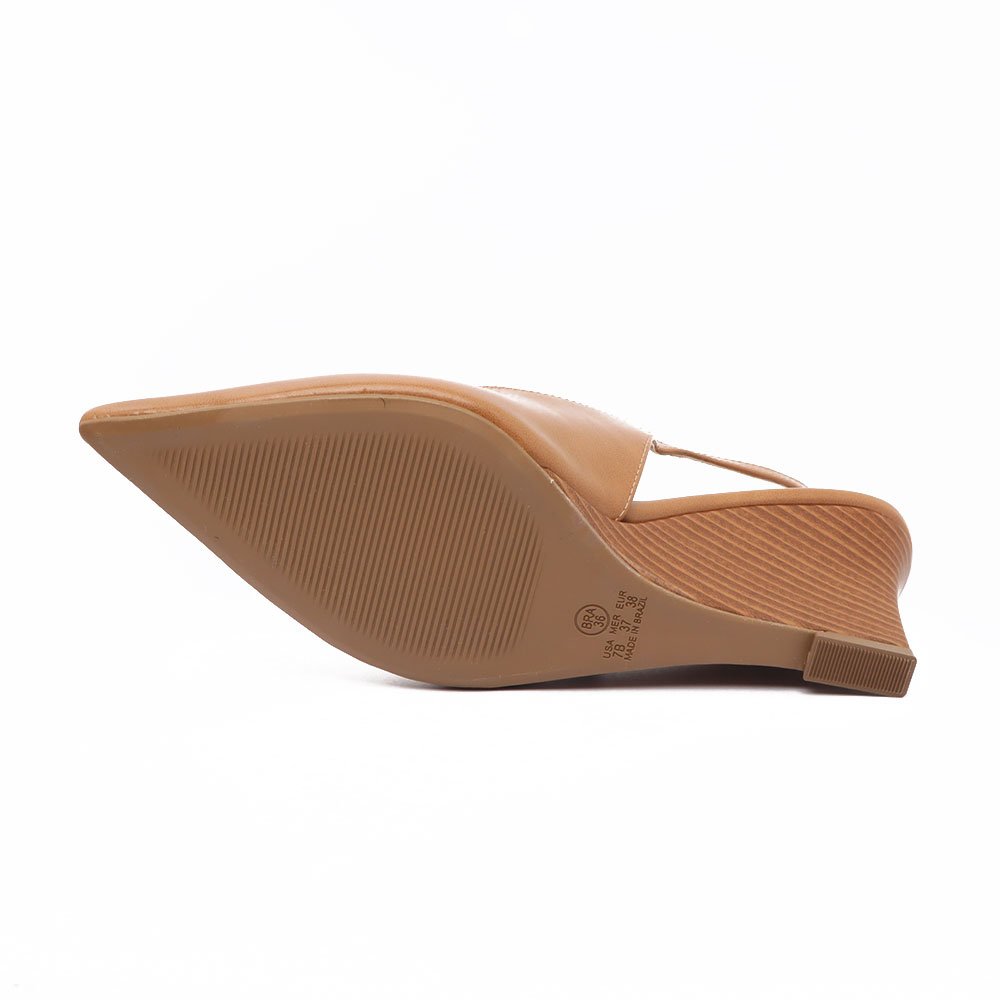 Slingback Belluno Salto Anabela Médio Bico Fino Alongado Marrom 9
