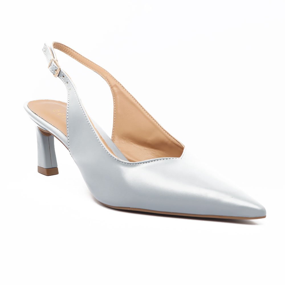 Slingback Belluno Salto Médio Vírgula Decote V Azul 2