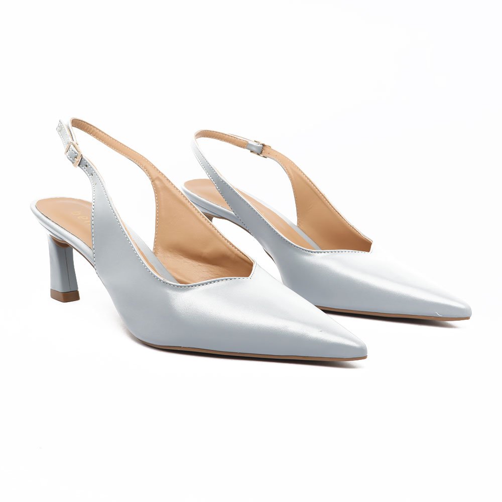 Slingback Belluno Salto Médio Vírgula Decote V Azul 3