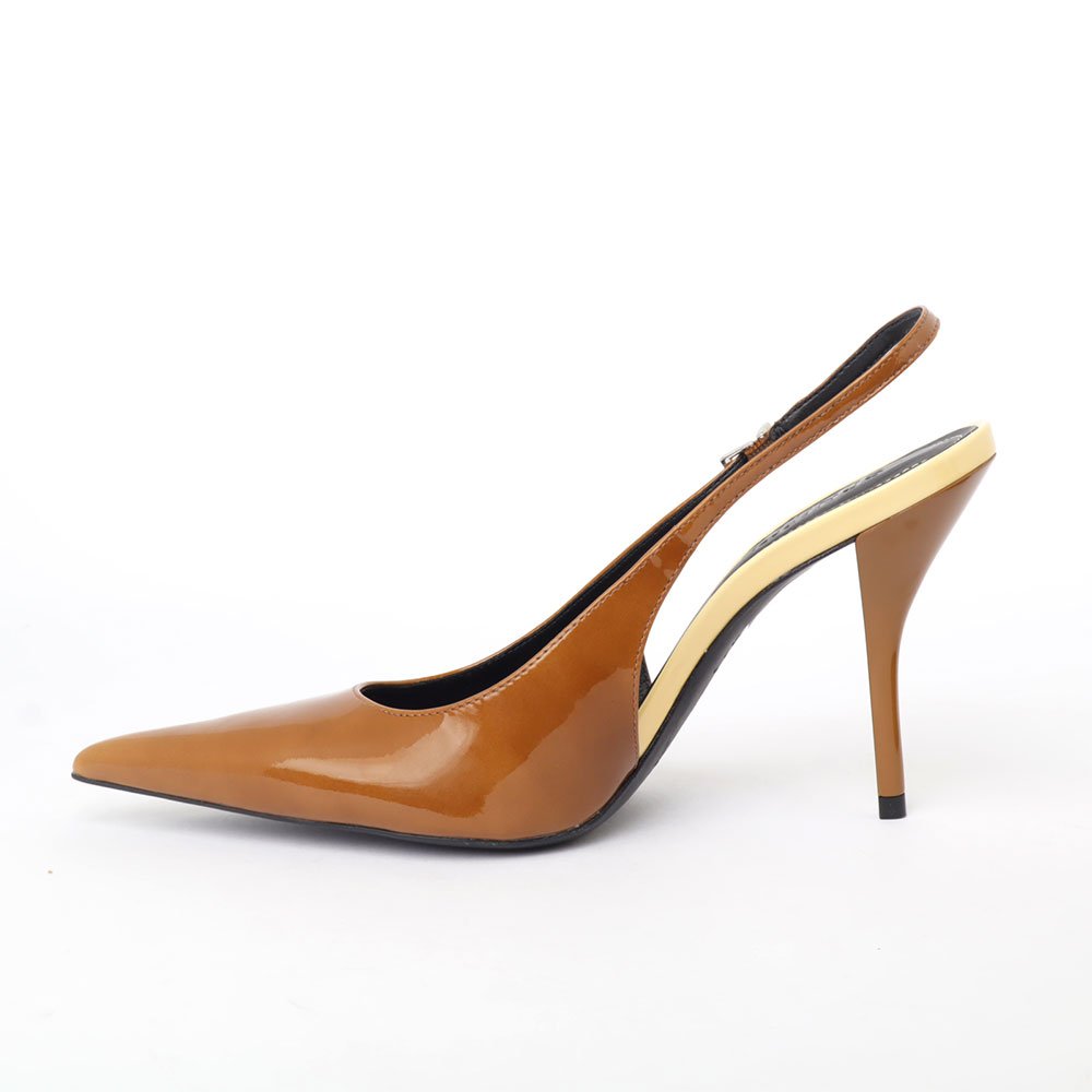 Scarpin Slingback Schutz Mid Salto Alto Fino Marrom 6