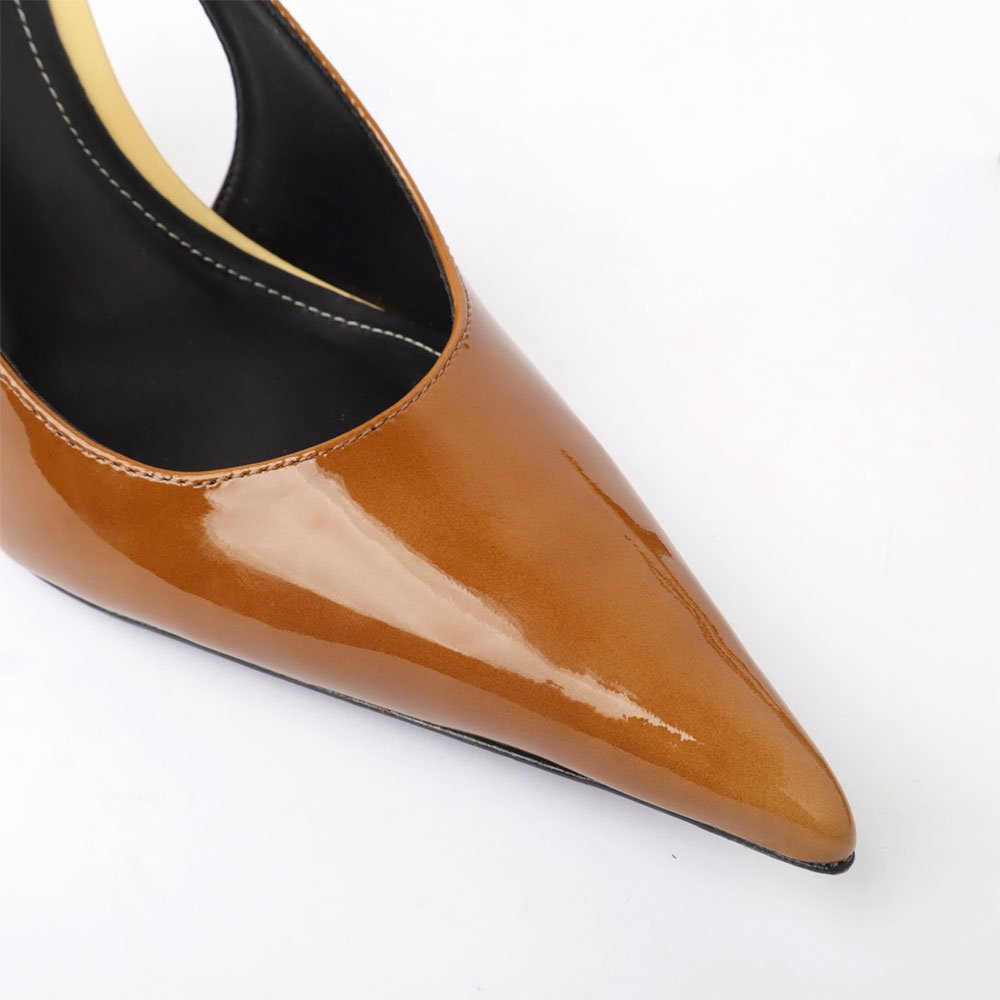 Scarpin Slingback Schutz Mid Salto Alto Fino Marrom 7