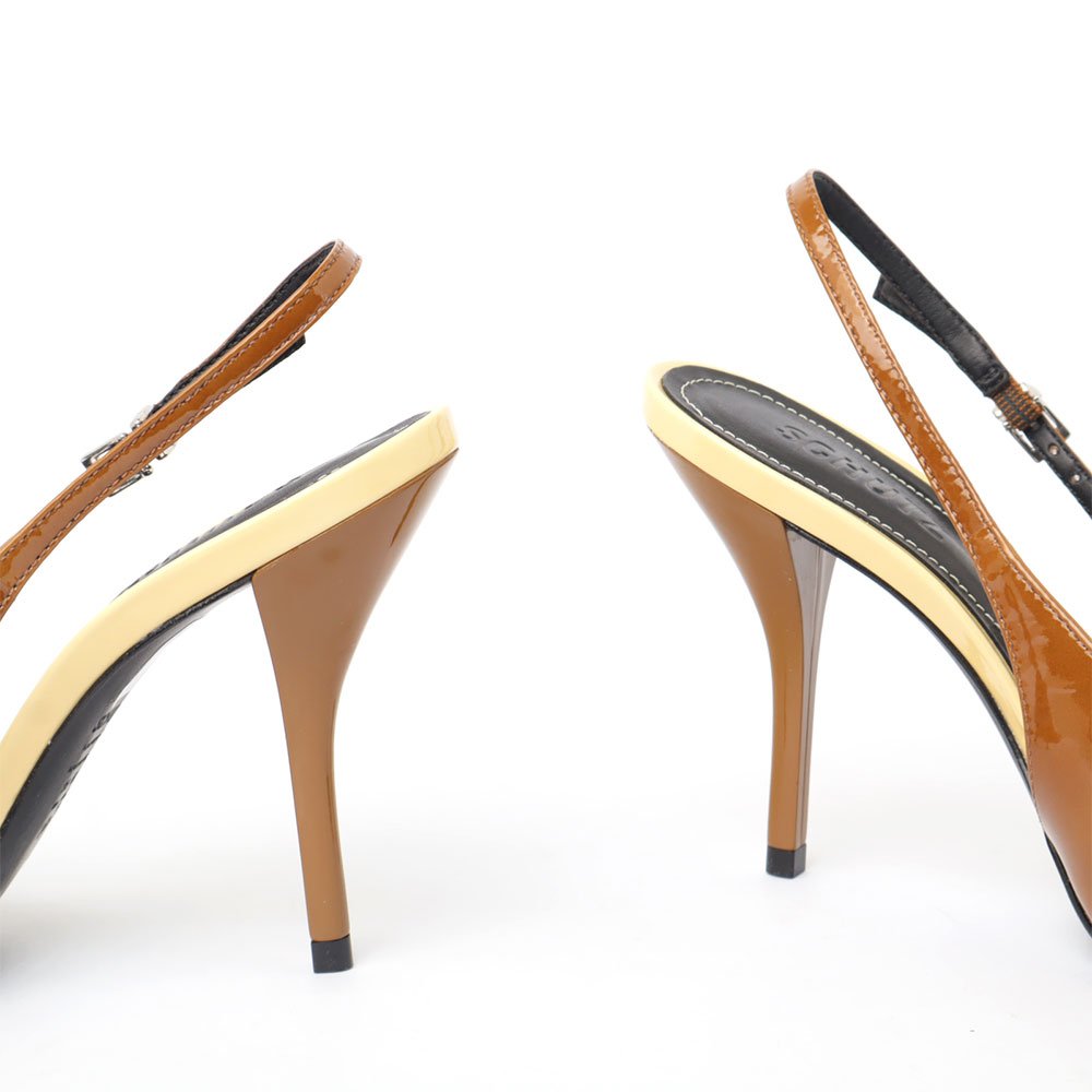 Scarpin Slingback Schutz Mid Salto Alto Fino Marrom 8