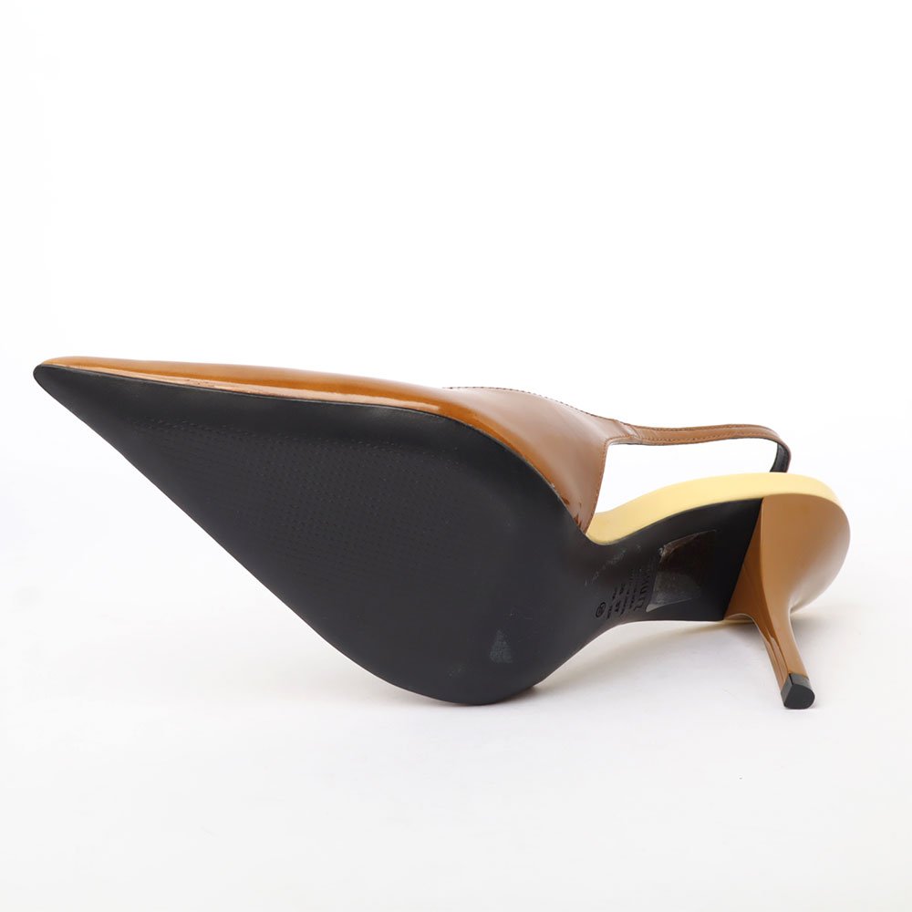 Scarpin Slingback Schutz Mid Salto Alto Fino Marrom 9