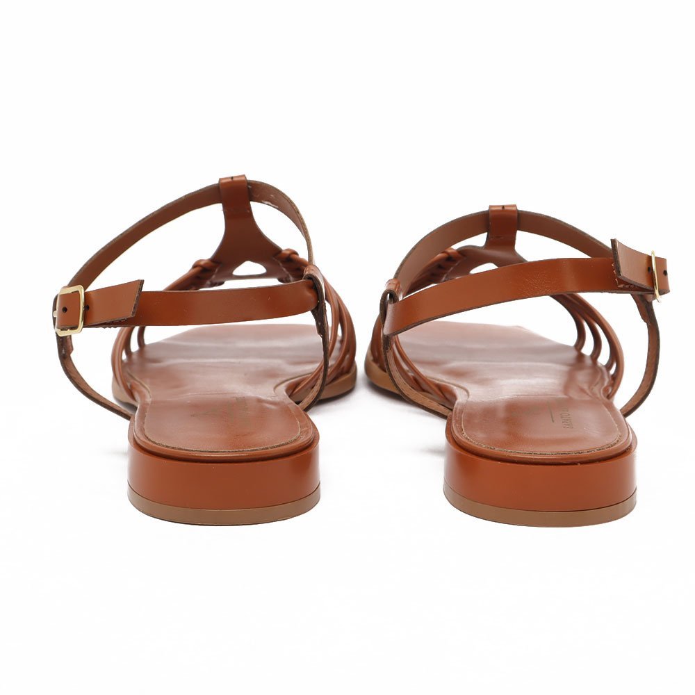 Sandália Flat Sapato Da Corte Bico Quadrado Gota Marrom 9