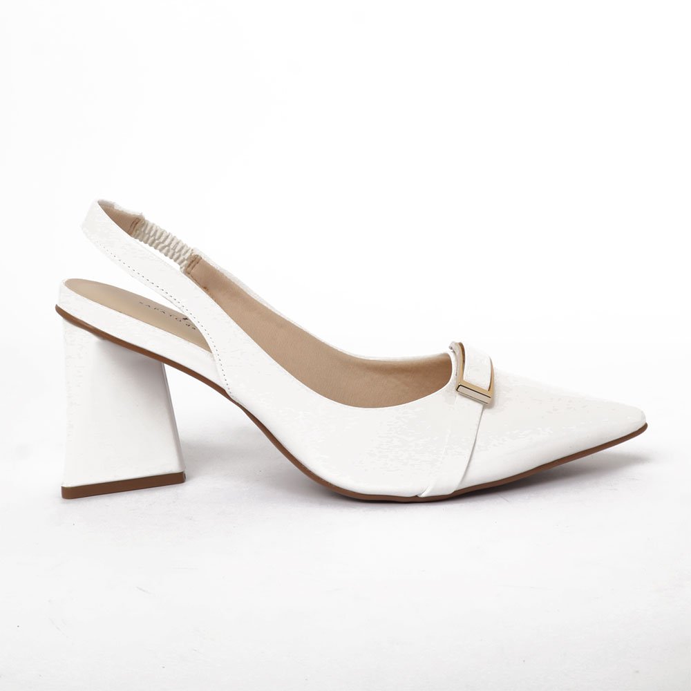 Slingback Sapato Da Corte Salto Alto Triângulo Texturizado