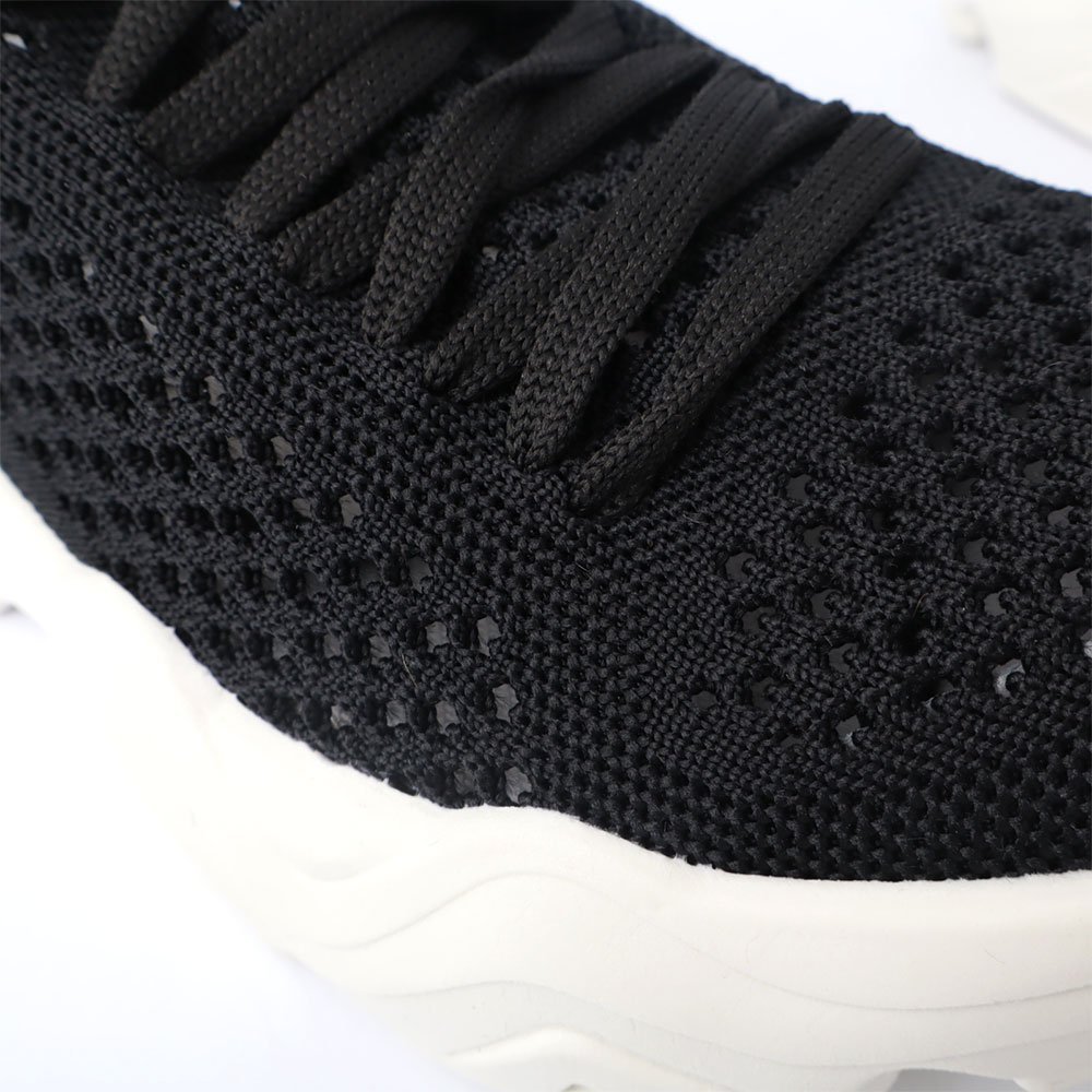 Tênis Feminino Sapato Da Corte Sola Alta Knit Vazado Preto 7
