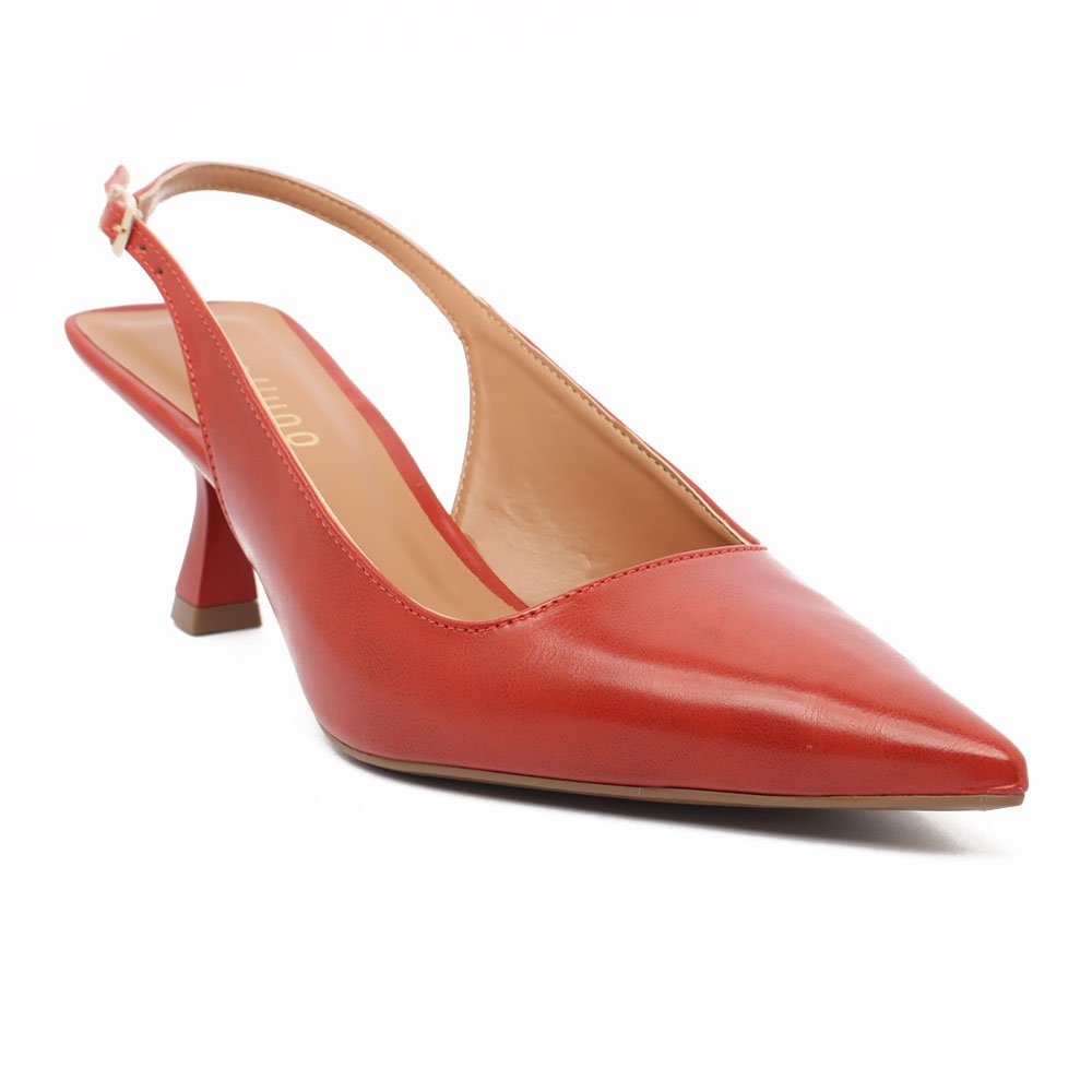 Scarpin Slingback Belluno Salto Médio Bico Fino Vermelho 2