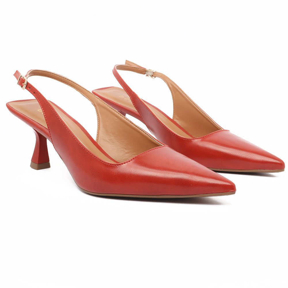 Scarpin Slingback Belluno Salto Médio Bico Fino Vermelho 3