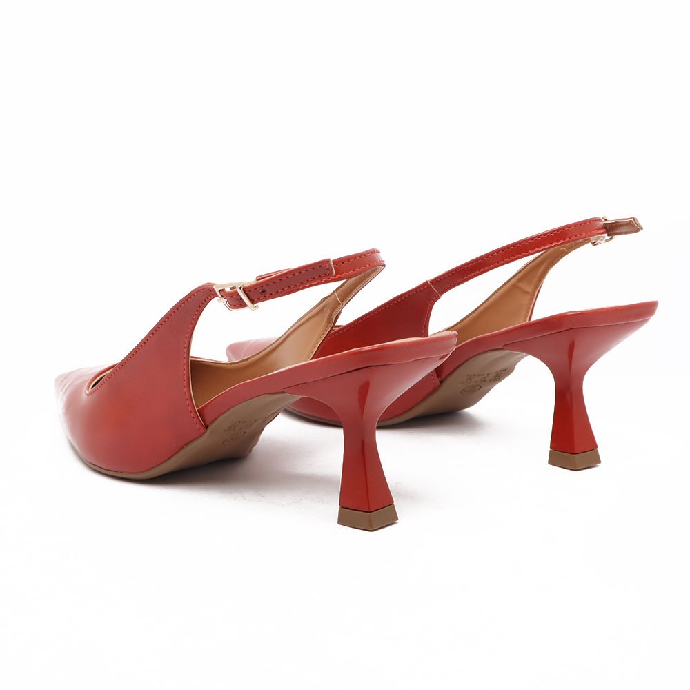 Scarpin Slingback Belluno Salto Médio Bico Fino Vermelho 4