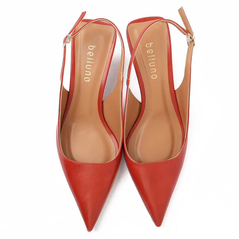 Scarpin Slingback Belluno Salto Médio Bico Fino Vermelho 5
