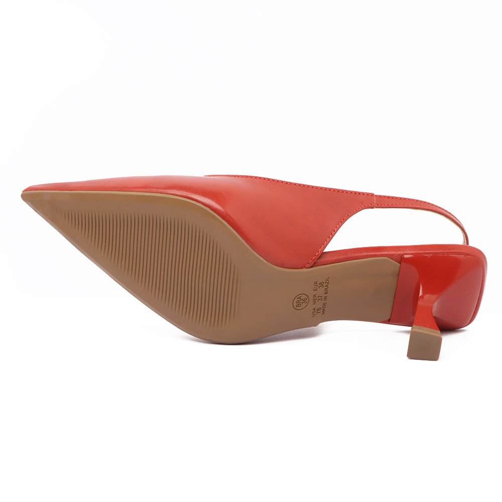 Scarpin Slingback Belluno Salto Médio Bico Fino Vermelho 9