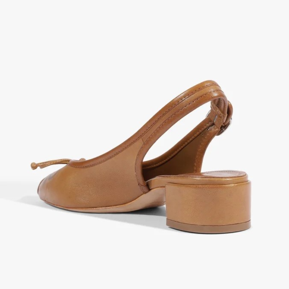 Scarpin Schutz Bico Redondo Laço Couro Marrom 4