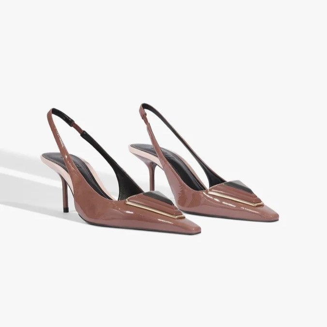 Slingback Bellora Schutz Couro Marrom 2