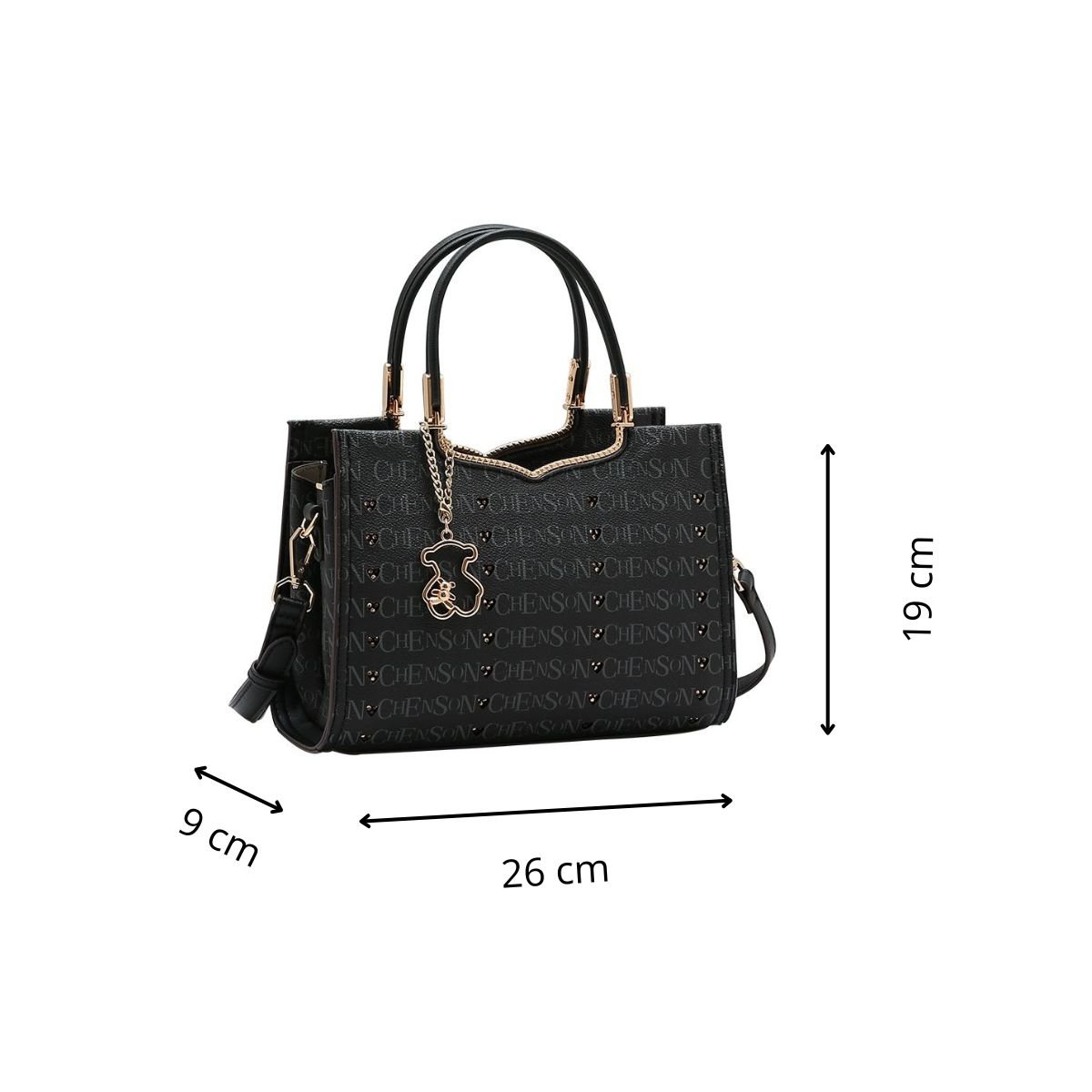 Bolsa Feminina Chenson Cristal Monograma 3485399 Preto Preto 4
