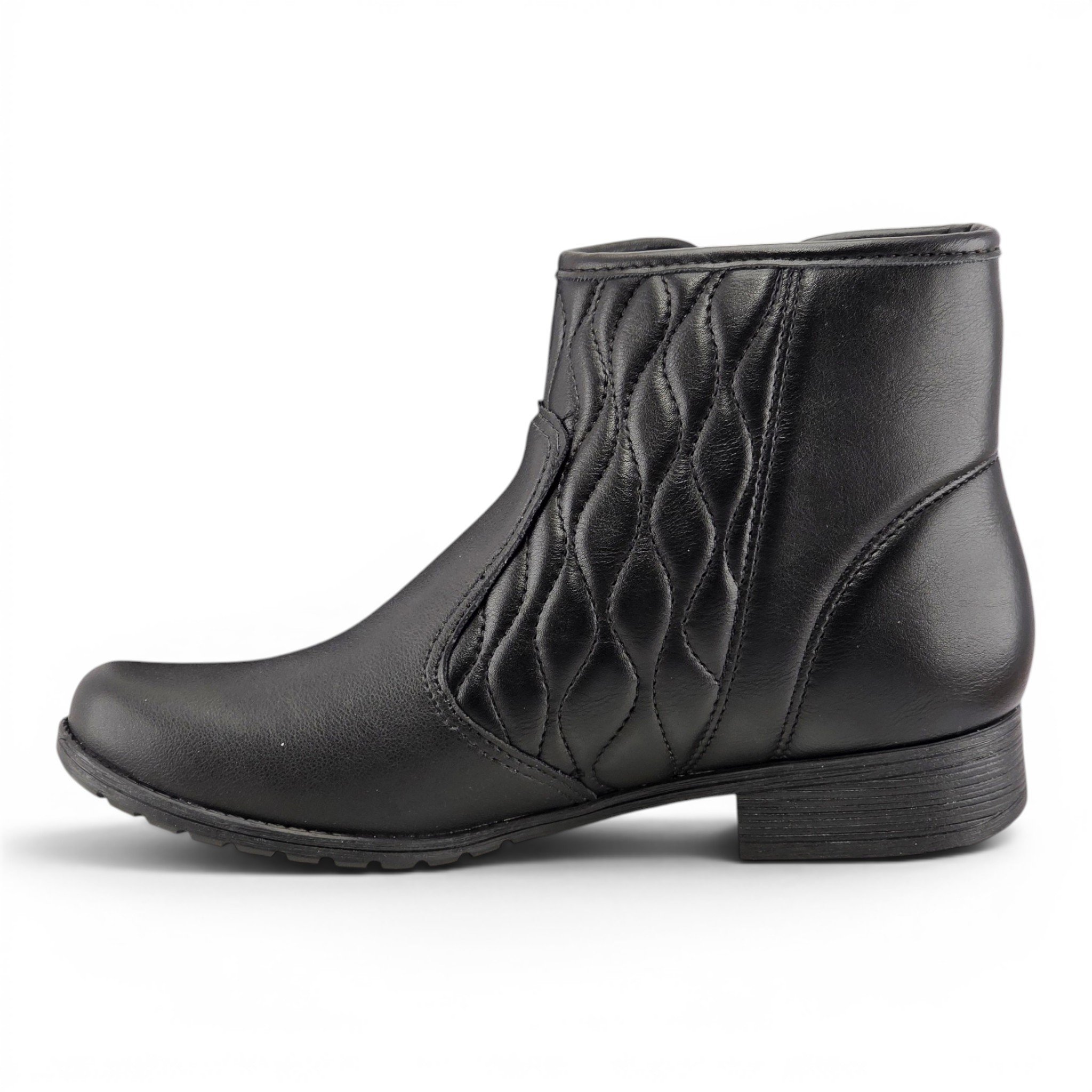 Bota Feminina Dakota Cano Curto Salto Baixo Detalhe Matelassê com Zíper Lateral - D2184 Preto 2