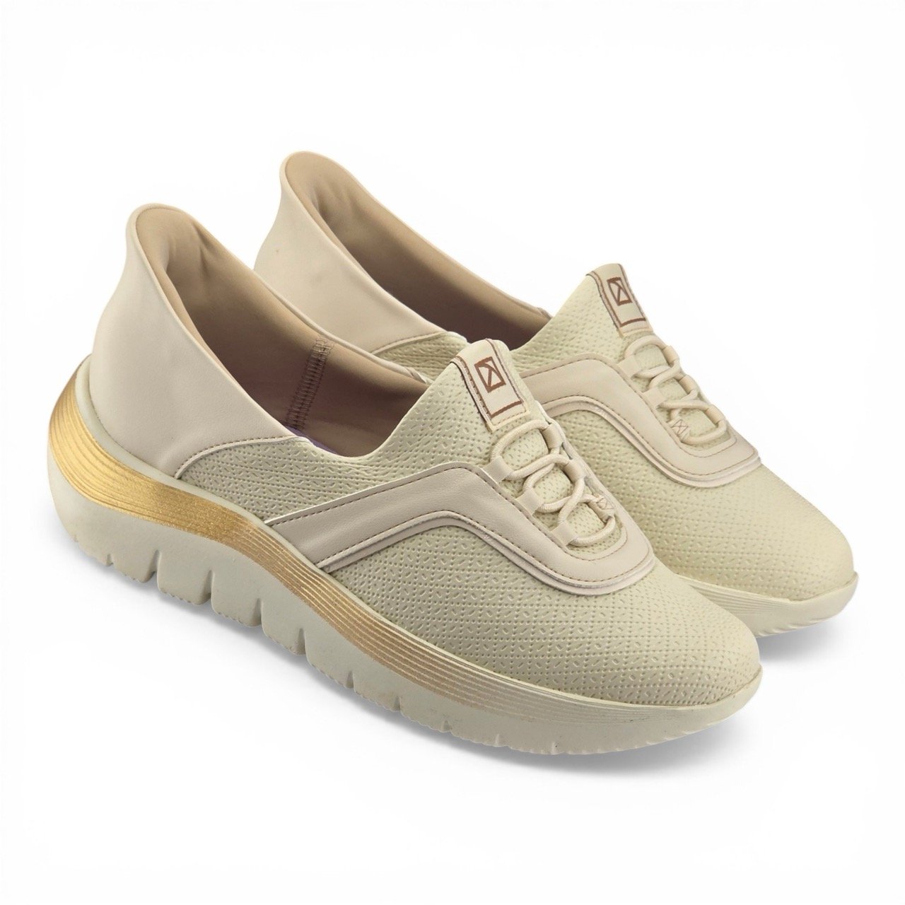 Tênis Feminino Piccadilly Napa Trabalhado com Cadarço e Sola Alta - 925004 Bege 2