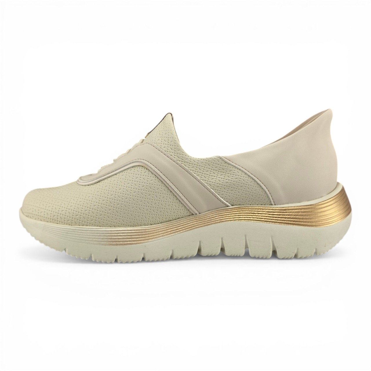 Tênis Feminino Piccadilly Napa Trabalhado com Cadarço e Sola Alta - 925004 Bege 3