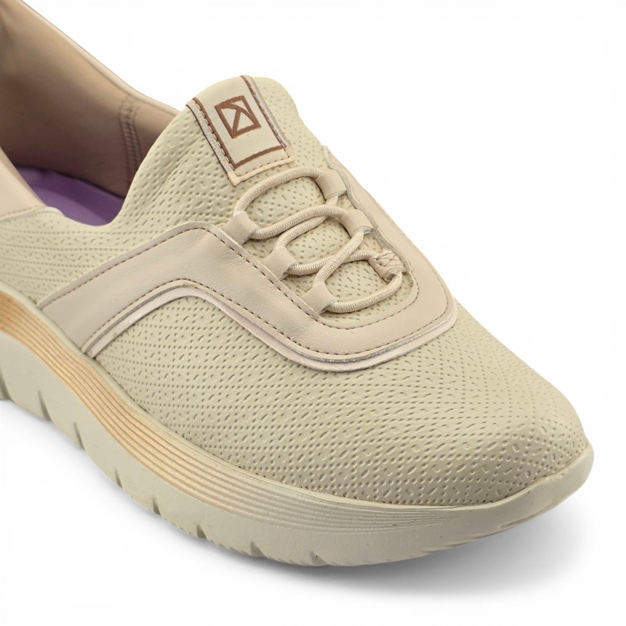 Tênis Feminino Piccadilly Napa Trabalhado com Cadarço e Sola Alta - 925004 Bege 4