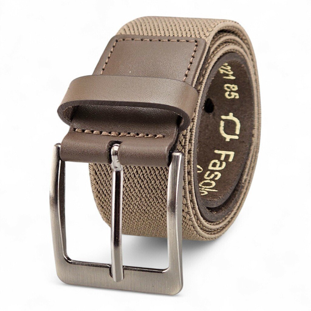 Cinto Masculino Fasolo Elástico Preto Marinho ou Bege com Fivela de Pino Brilhante - G188221