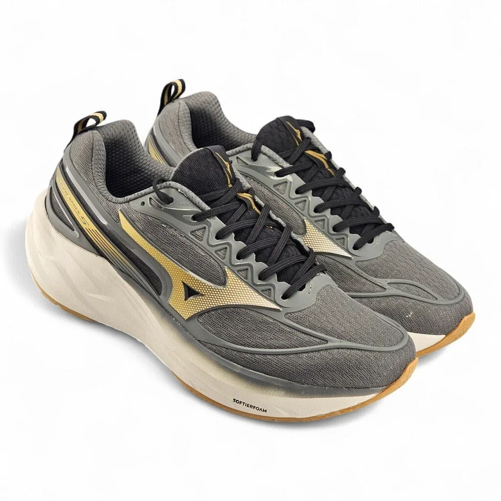 Tênis Masculino Mizuno Space 5 Detalhe Relevo Sola Alta Cnz/Dourado - Space 5 Cinza 3