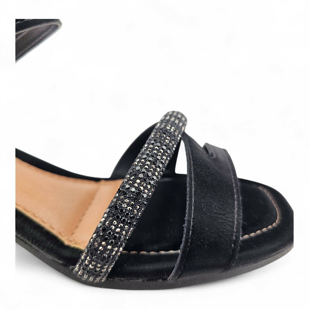 Sandália Feminina Mississipi Salto Bloco Camurça Strass - MF862 Preto 7