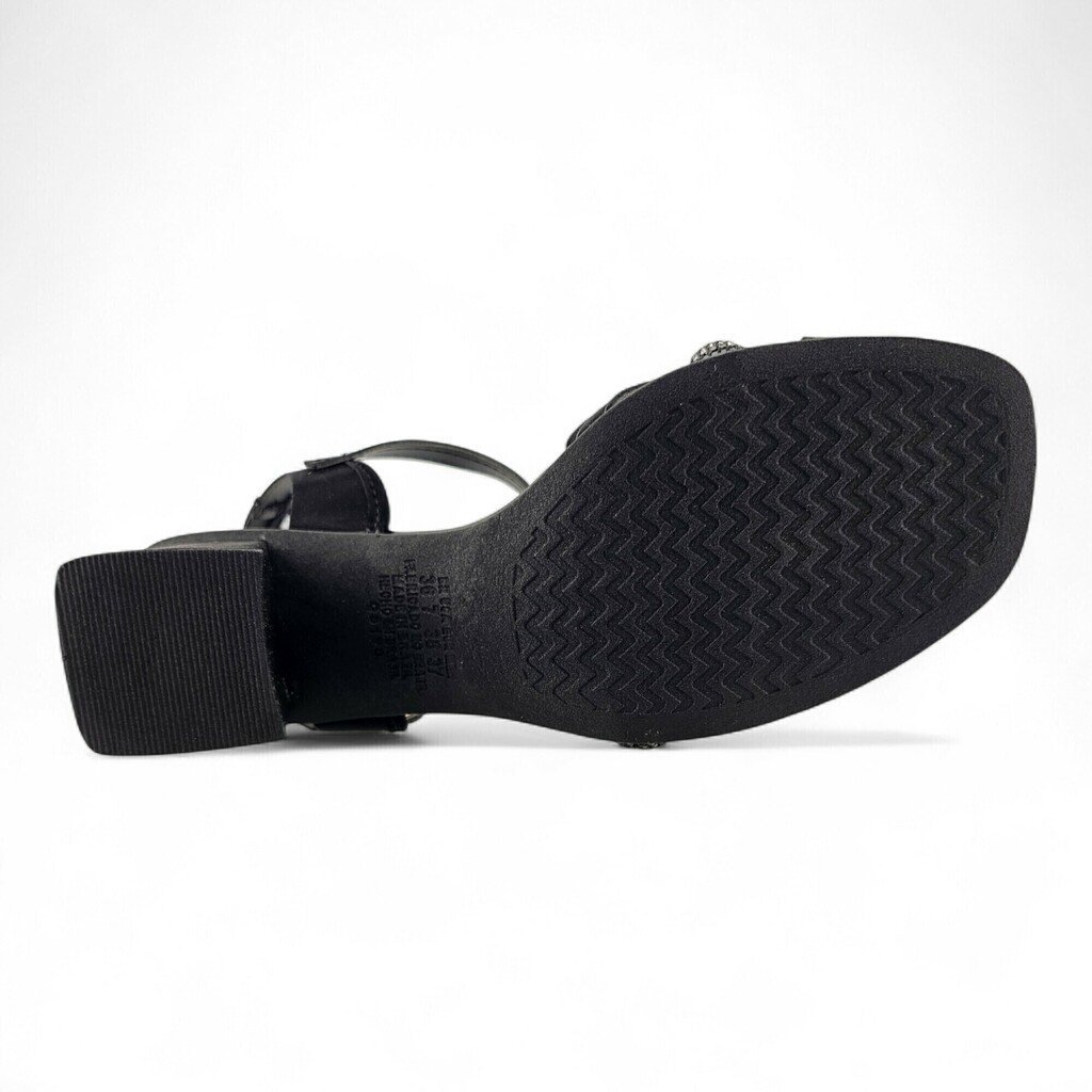 Sandália Feminina Mississipi Salto Bloco Camurça Strass - MF862 Preto 8