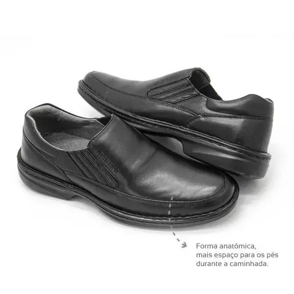 Sapato Masculino Levecomfort Bico Red com Elástico - L45206 Preto 4
