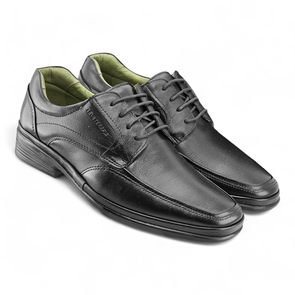 Sapato Masculino Levecomfort Bico Quadrad com Cadarço - L44415 Preto 3