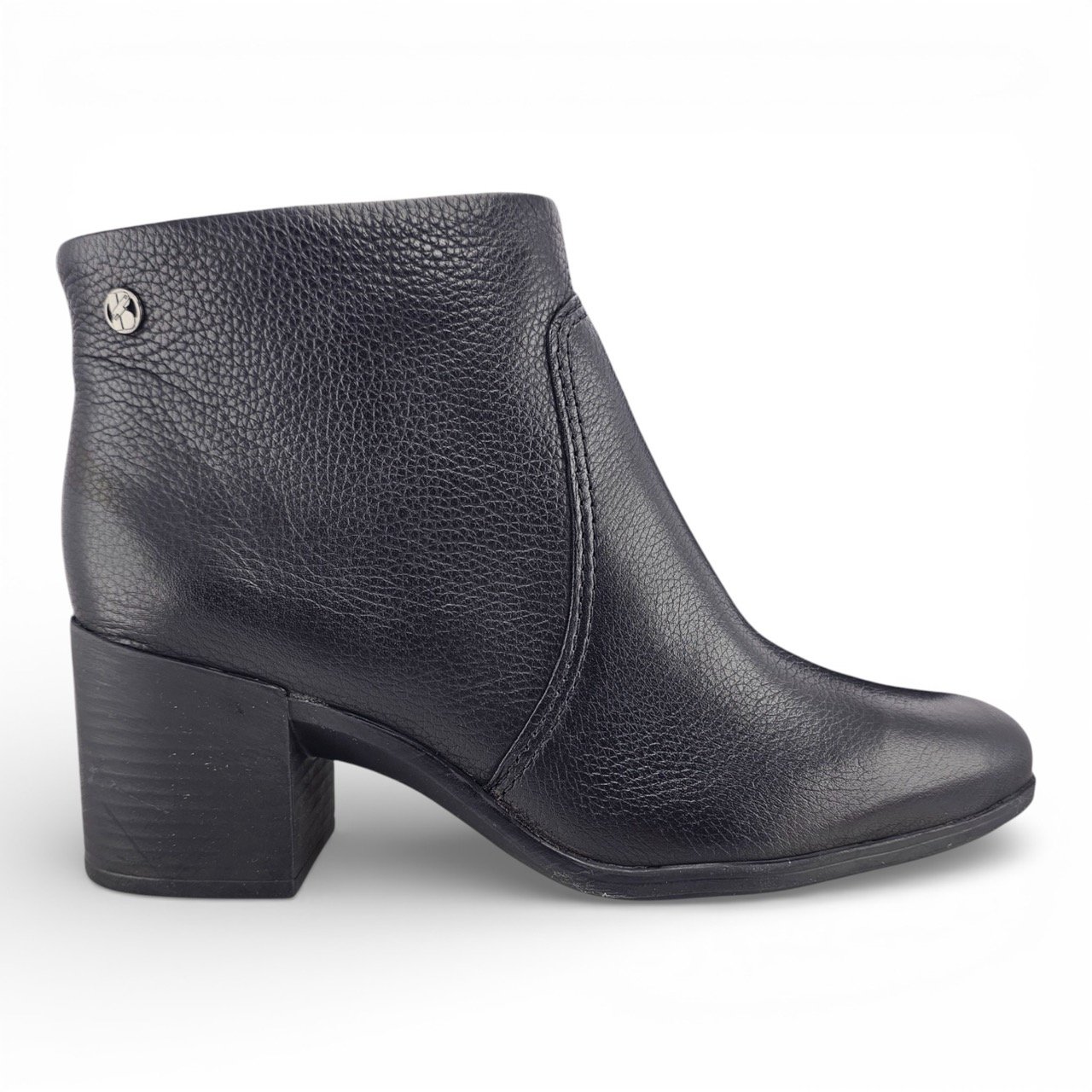 Bota Feminina Bottero Cano Curto Couro Burnish com Salto Bloco Recortes - 346901
