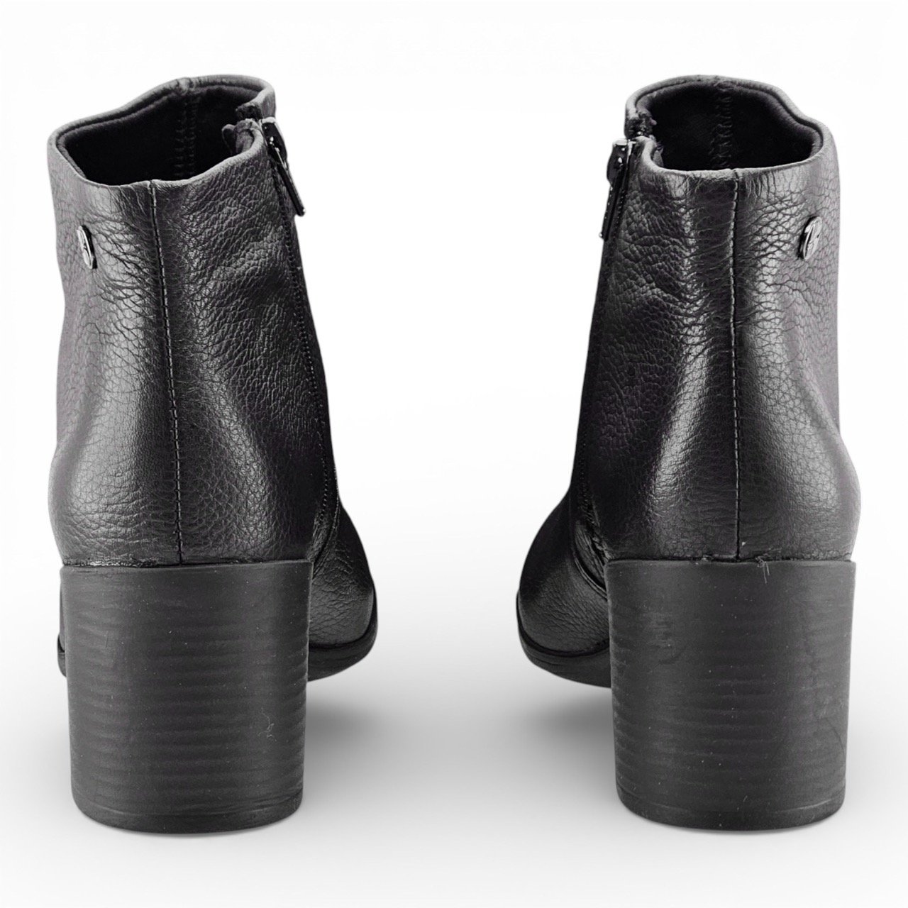 Bota Feminina Bottero Cano Curto Couro Burnish com Salto Bloco Recortes - 346901 Preto 4