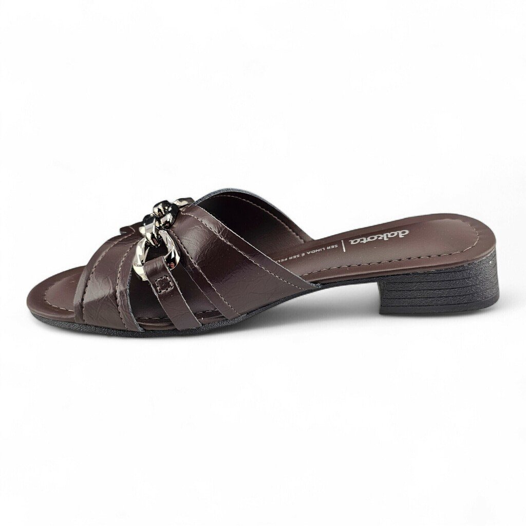 Tamanco Feminino Dakota Lisa Metal Salto Baixo - Y9482 Marrom 6