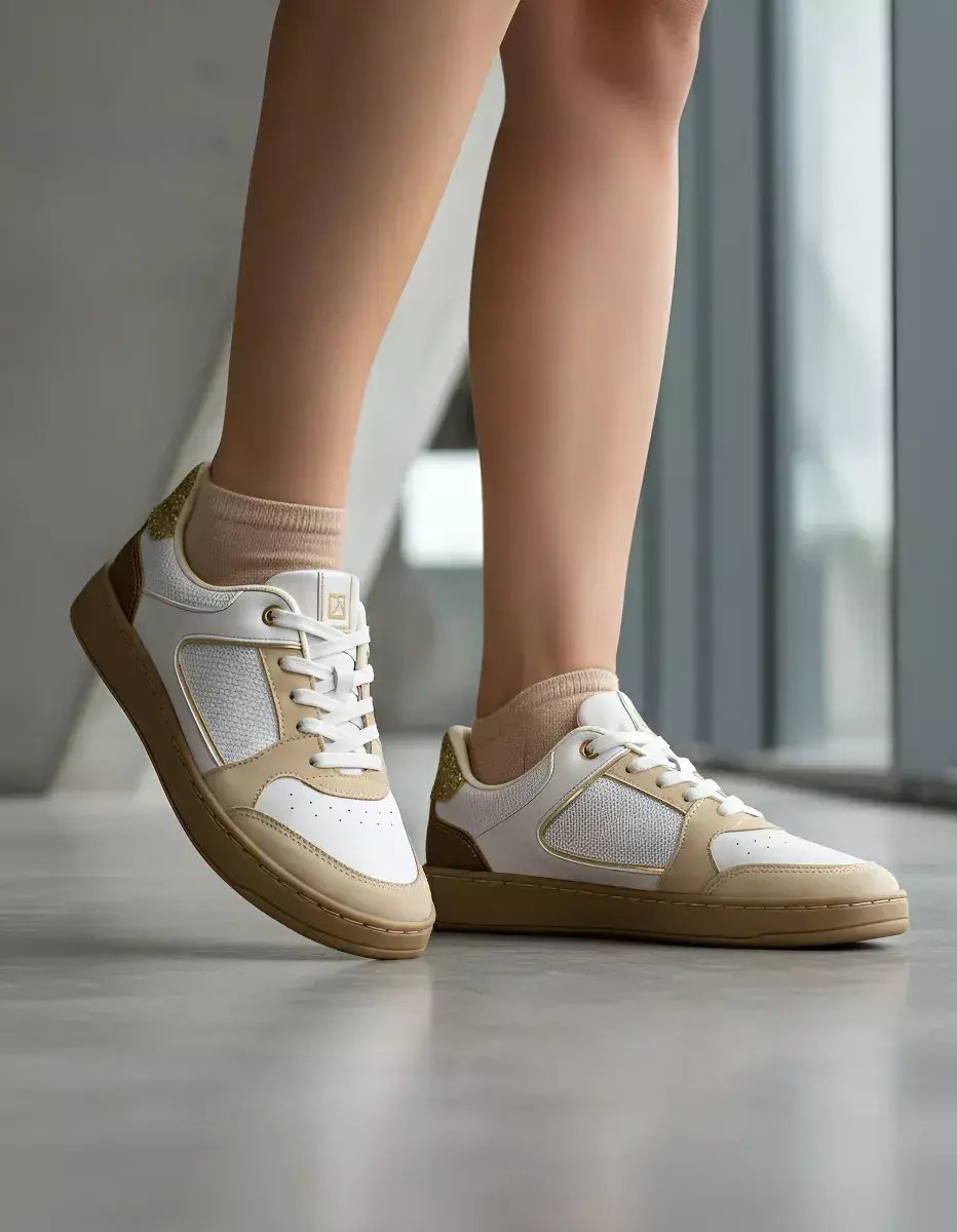Tênis Feminino Piccadilly Casual Pedrinhas Douradas - 98502 Off White/Bege 3