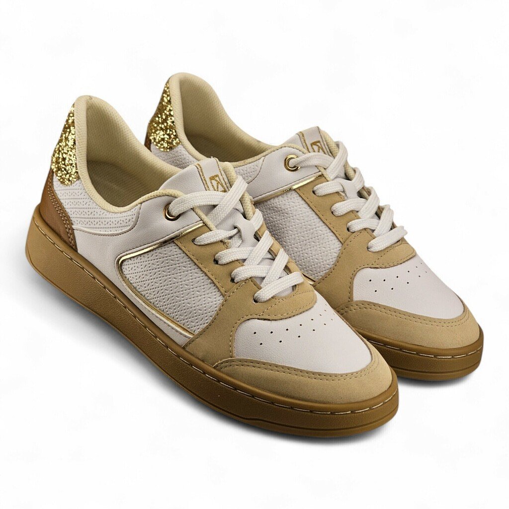 Tênis Feminino Piccadilly Casual Pedrinhas Douradas - 98502 Off White/Bege 4