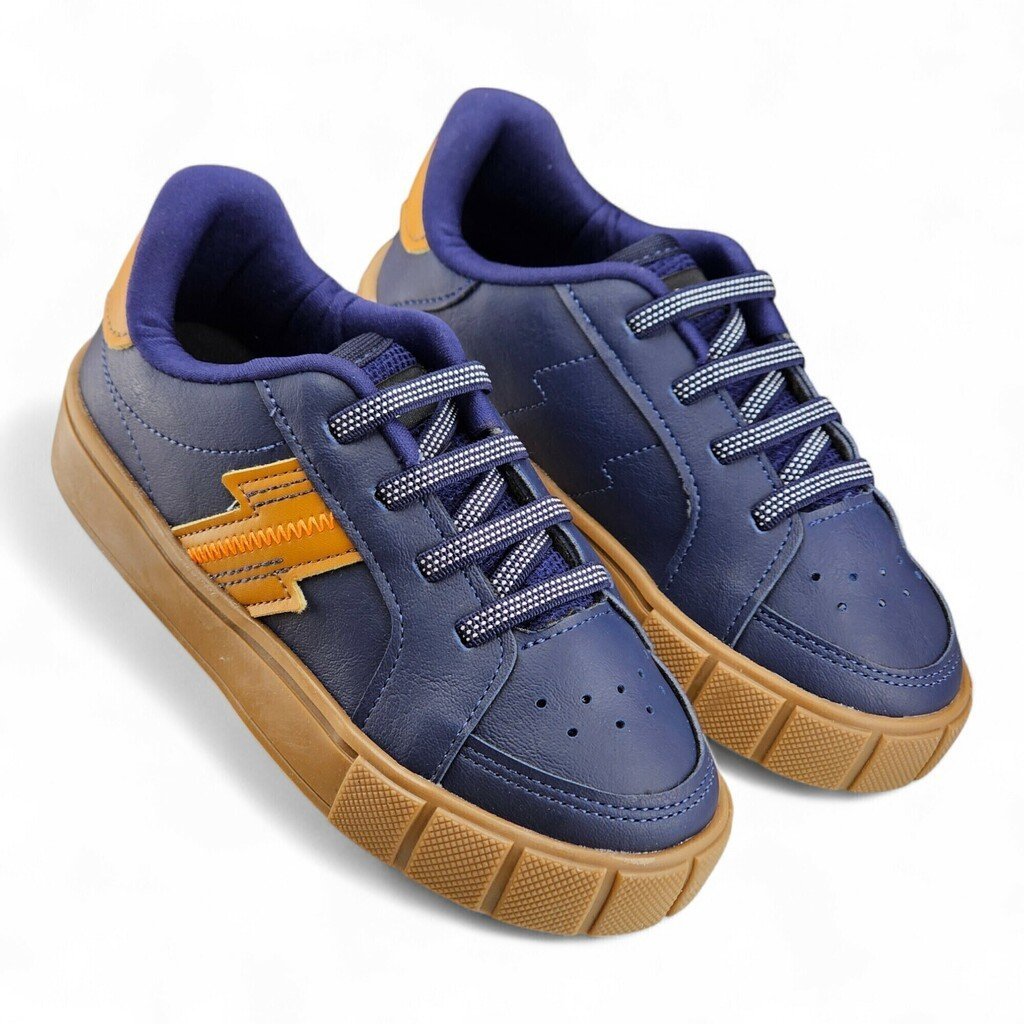 Tênis Masculino Pé com Pé Cadarço Elástico Detalhe Costura - 28208 Azul 3