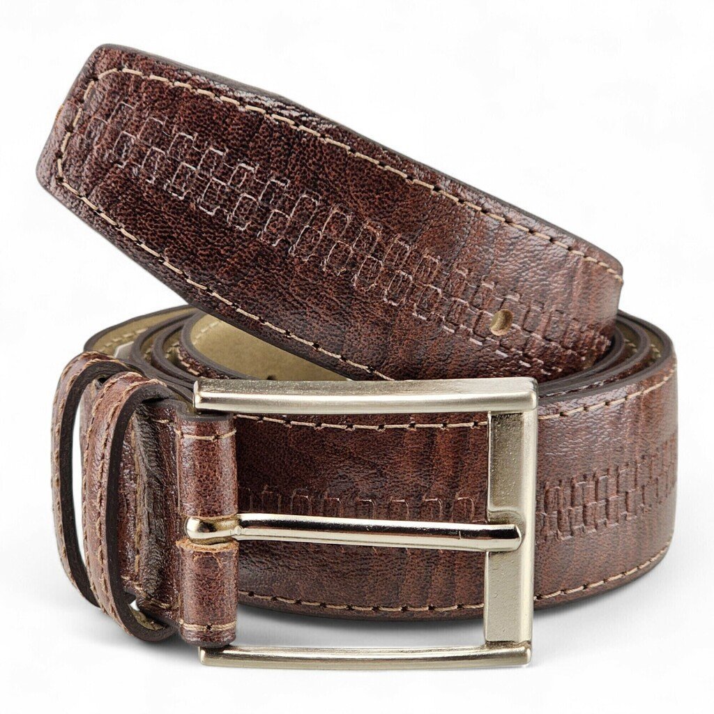 Cinto Masculino Fasolo Detalhe Prensado Preto ou Marrom - G029019 Marrom 2
