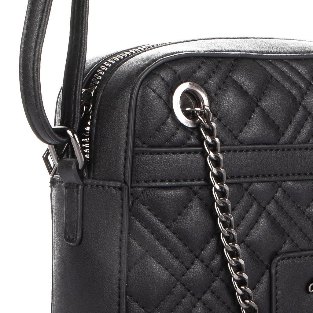 Bolsa Feminina Dakota Almeria Transversal Matelassê Detalhe Corrente Frente Fecho Zíper - DK168 Preto 5