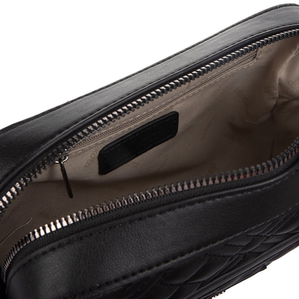 Bolsa Feminina Dakota Almeria Transversal Matelassê Detalhe Corrente Frente Fecho Zíper - DK168 Preto 7
