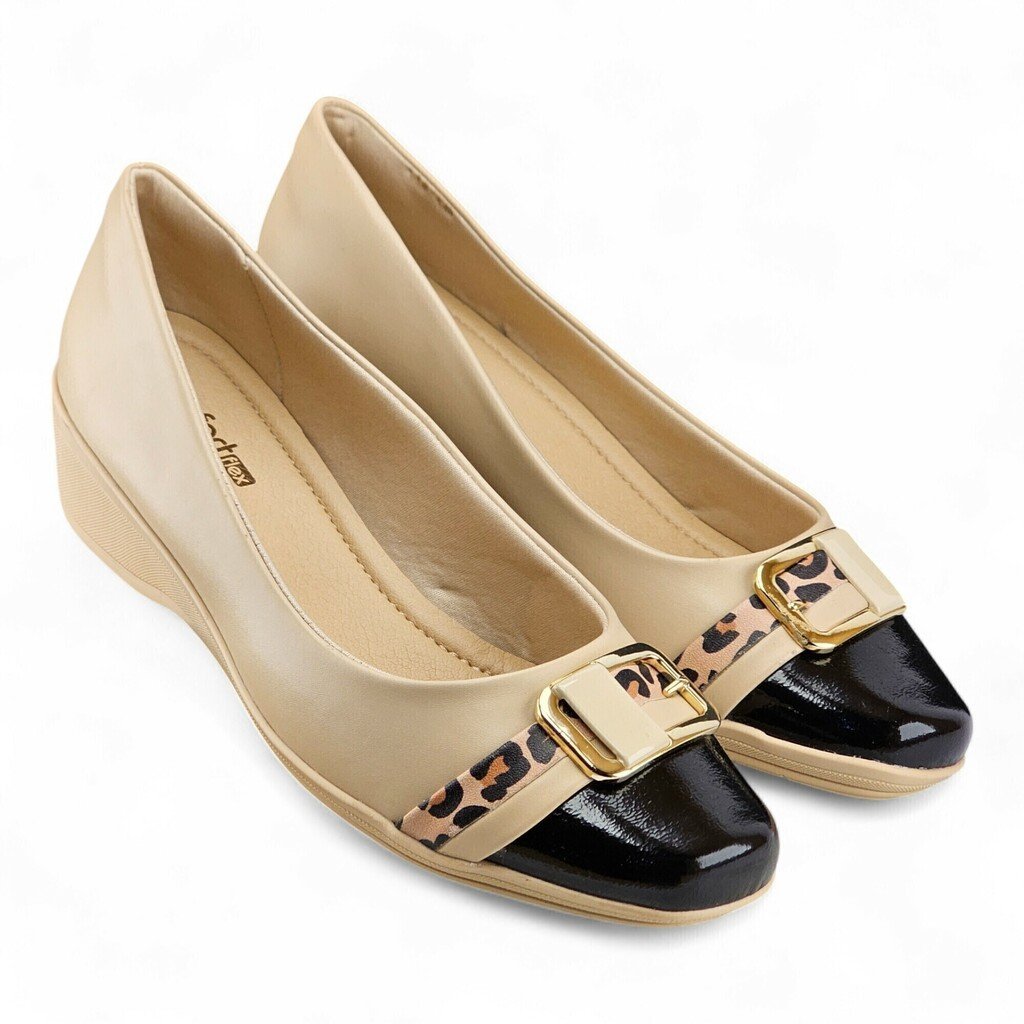 Sapato Feminino Comfortflex Anabelinha Fivela Tira Onça - 2494303 Bege 2