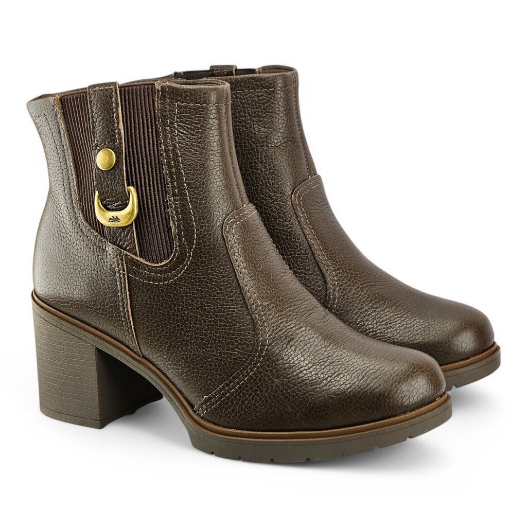 Bota Feminina Dakota Couro Letígitimo Fivela e Zíper Lateral - D0393 Marrom 3