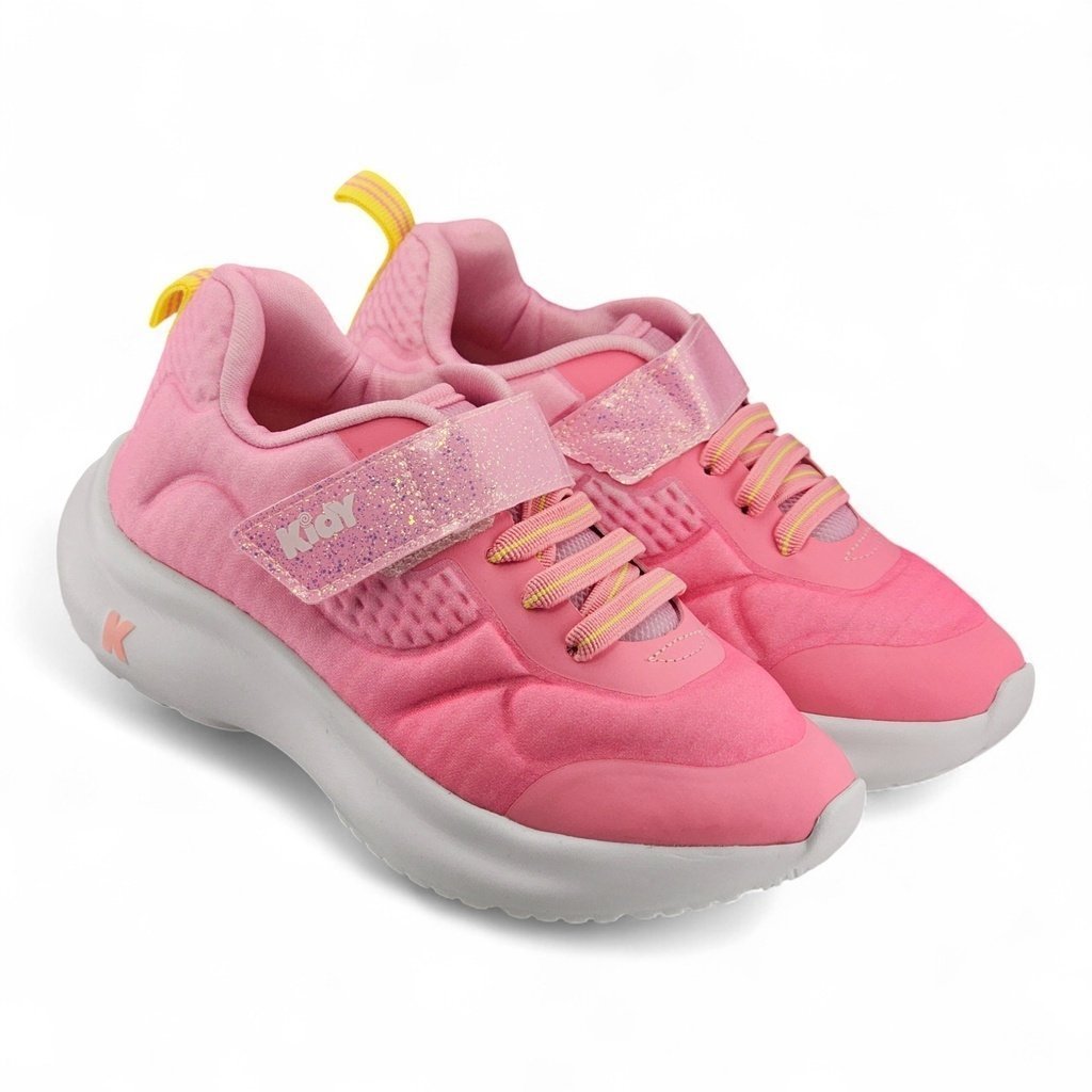 Tênis Infantil Menina Kidy Nuvem com Velcro Cadarço Elástico Glitter e Sola Alta - 4581003 Rosa 3