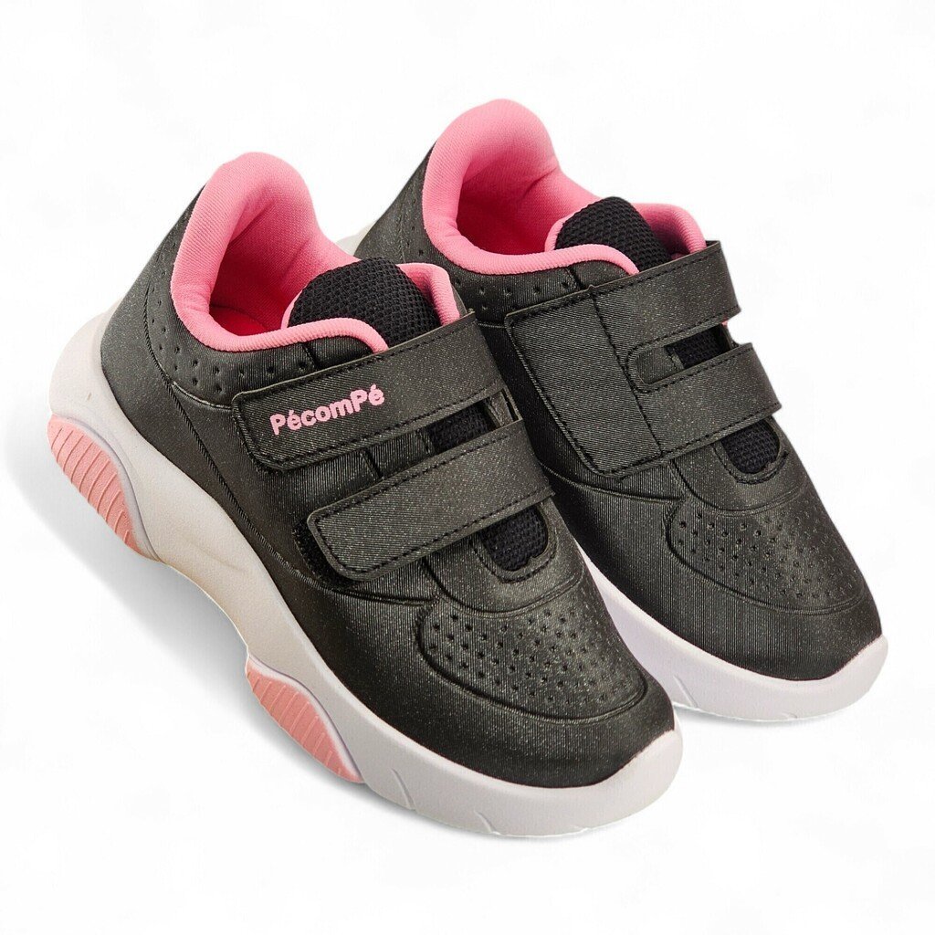 Tênis Feminino Pé com Pé Glitter 2 Tiras Velcro - 15180 Preto 2