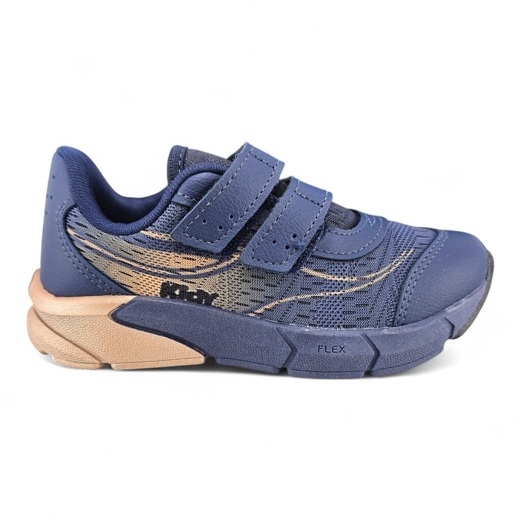 Tênis Infantil Menino Kidy Energy Velcro Duplo Marinho/Dourado - 410180