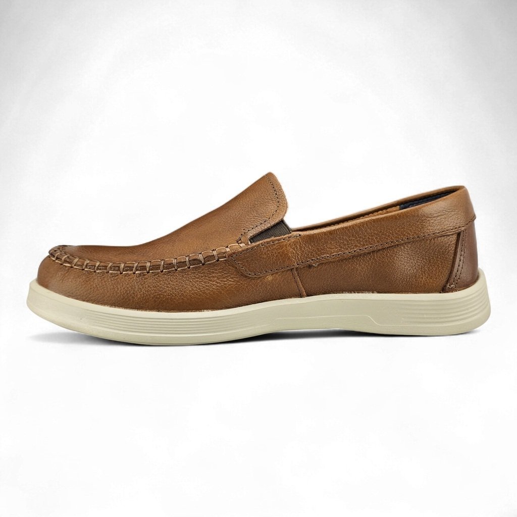 Sapato Masculino Pegada Mocassim Levitech Couro Detalhe Costura - 142304 Pinhão 2