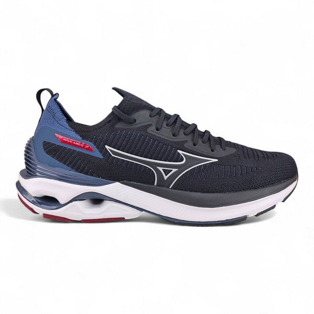Tênis Masculino Mizuno Wave Mirai 7 Knit Preto Detalhe Azl - Mirai 7