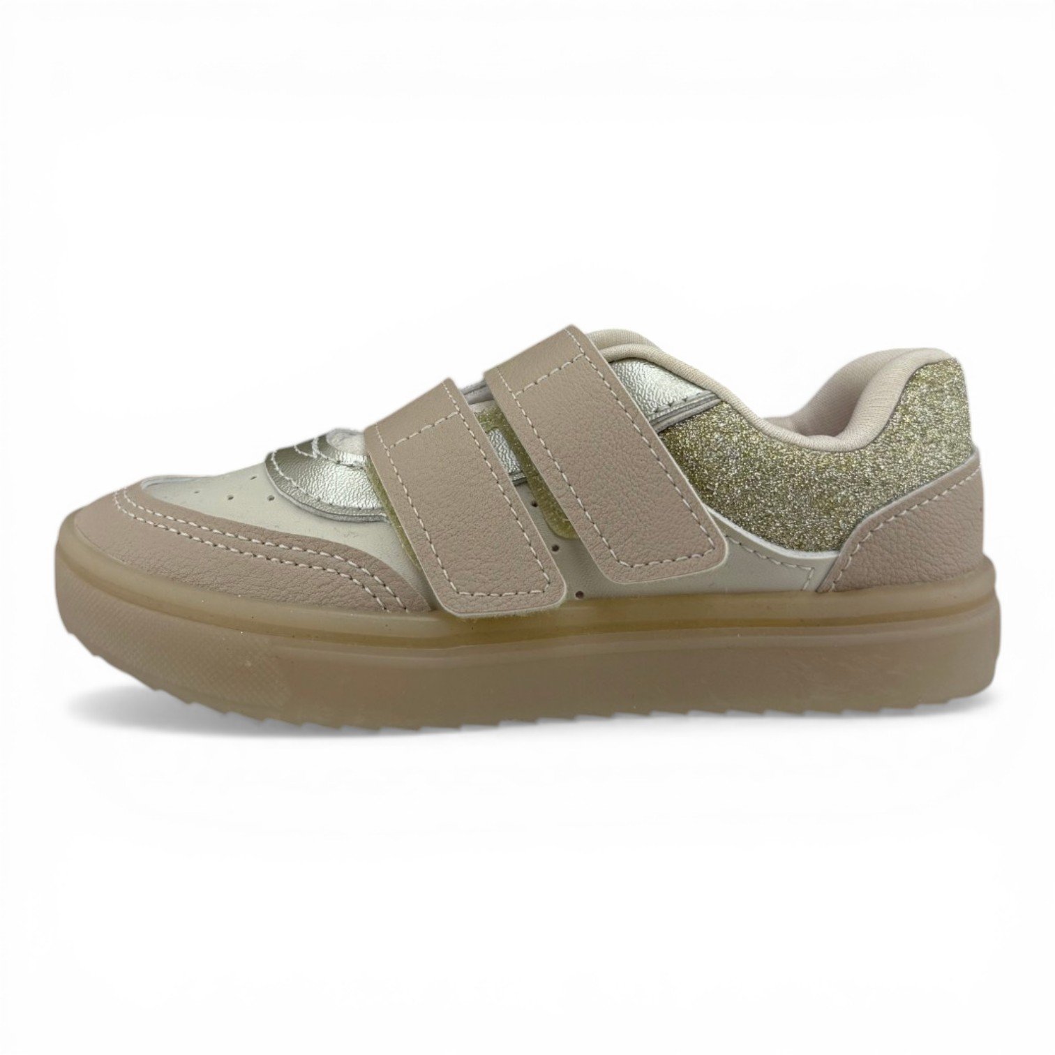 Tênis Infantil Menina Kidy 2 Velcros Detalhe Glitter - 3130034 Bege 2