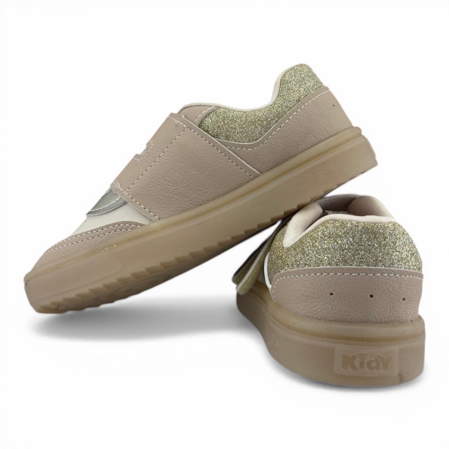 Tênis Infantil Menina Kidy 2 Velcros Detalhe Glitter - 3130034 Bege 5